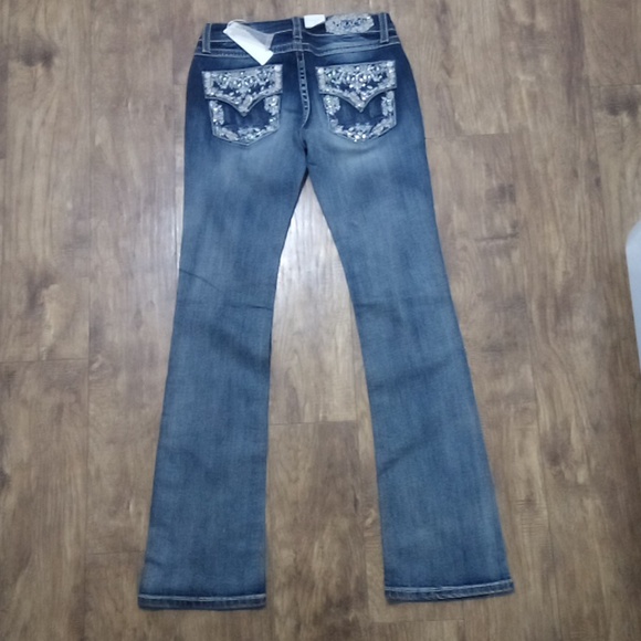 Grace in LA NWT Women's Jeans 27 Embellished Shimmer Fade Boot Cut - Picture 4 of 7